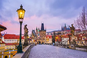 Images Dated 29th November 2018: Czech Republic, Prague, Charles Bridge, Karluv Most over River Vlatava