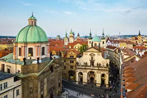 Images Dated 13th July 2016: Czech Republic, Prague. Cupola of St. Francis Of Assissi Church and buildings in Stare