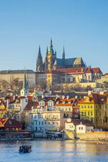 Images Dated 29th November 2018: Czech Republic, Prague, Mala Strana and Prague Castle across River Vlatava