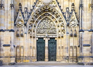 Images Dated 13th July 2016: Czech Republic, Prague. Portal entrance of Saint Vitus Cathedral, Prague Castle, Hradcany