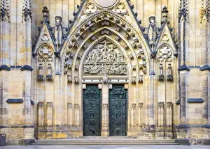 Czech Republic, Prague. Portal entrance of Saint Vitus Cathedral, Prague Castle, Hradcany