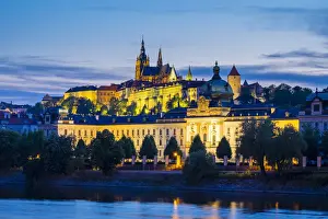 Czech Republic, Prague. Prague Castle (Prazsky Hrad) and Straka Academy (Strakova
