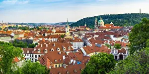 Czech Republic, Prague. Rooftops of buildings in Mala Strana from Prague Castle