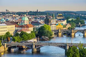 Czech Republic, Prague. View of Mala Strana Old Town from Letna Park, on Letna Hill
