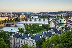 Images Dated 13th July 2016: Czech Republic, Prague. View of Prague on the Vltava River from Letna Park, on Letna Hill