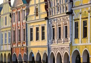 Images Dated 25th May 2016: Czech Republic, Vysocina Region, Telc. Facades of Renaissance and Baroque houses