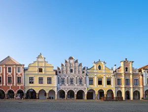 Czech Republic, Vysocina Region, Telc. Facades of Renaissance and Baroque houses