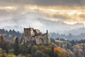 Czorsztyn Castle in autumn, Lake Czorsztyn, Poland