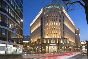 Kobe Prints: Daimaru department store at dusk, Kobe, Kansai, Japan