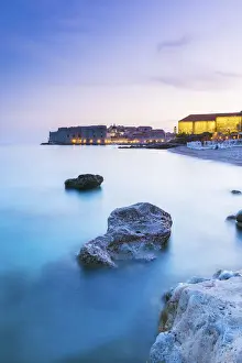 Stari Grad Prints: Dalmatia, Croatia, Dubrovnik. Sunest over Banya beech and Dubrovniks old town