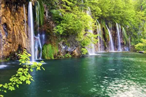 Dalmatia, Croatia, Plitvice lakes national park. Waterfalls at Burget Lake