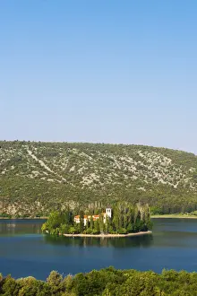 Dalmatia, Croatia, Visovac. The Roman Catholic Franciscan monastery in Krka national park