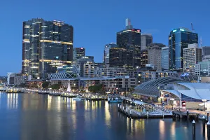 Darling Harbour at dusk, Sydney, New South Wales, Australia