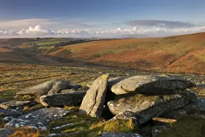 Dartmoor moorland vista from Littaford Tor near Two Bridges, Dartmoor, Devon, England