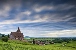 Hunawihr Prints: Dawn Clouds over Hunawihr, Alsace, France