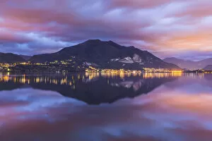 North Italy Collection: Dawn on Cornizzolo mount reflected on Pusiano lake, Lecco province, Lombardy, Italy