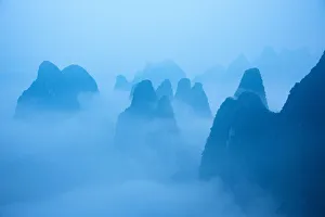 Xingping Prints: Dawn over Karst hills near Xingping, Guilin, Guangxi Province, China