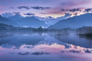 Annone Di Brianza Prints: Dawn on lake Annone, Brianza, Lecco province, Lombardy, Italy