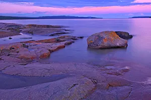 Rossport Prints: Dawn on Lake Superior shoreline Rossport, Ontario, Canada