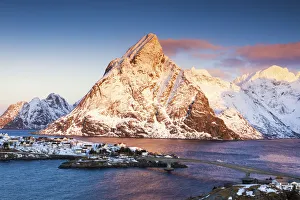 Reine Prints: Dawn Light on Olstinden, Lofoten Islands, Norway