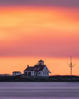 Kittery Prints: Dawn light over Wood Island Lifesaving Station, Kittery Point, Maine, USA