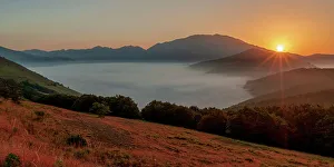 Piano Grande Prints: Dawn Mist in Sibillini Mountains National Park, Umbria, Italy