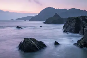 April Prints: Dawn pink sky above Ilfracombe's rugged coast from Capstone Hill