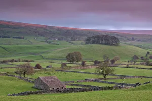 Rolling Countryside Prints: Dawn above the rolling countryside of Wensleydale near Hawes