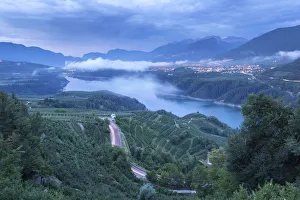 Dawn on Santa Giustina lake, Non valley, Trento province, Trentino Alto Adige, Italy Dawn on Santa Giustina lake, Non valley, Trento province, Trentino Alto Adige, Italy