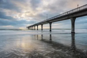 Christchurch Prints: Dawn sky over New Brighton Pier in Christchurch