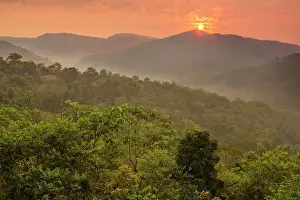 Amazon Prints: Daybreak over Amazonian rainforest in the Cordillera escalera of the foothills of the Andes Mountains