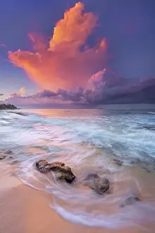 Oceans Seas Prints: Daybreak at Consuelos Beach on the Caribbean Sea at Grand Cayman, British West Indies