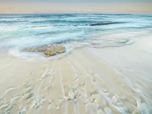 Ironshore Prints: Daybreak at Consuelos Beach on the Caribbean Sea on Grand Cayman