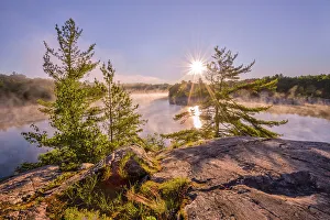 Sun Star Prints: Daybreak at George Lake, Killarney Provincial Park, Ontario, Canada