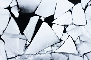 Lofoten Prints: Deatil view of ice blocks floating on cold water, Lofoten Islands, Norway