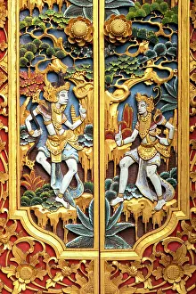 Painted Prints: Detail of a decorated door at Pura Tanah Lot Temple, Bali, Indonesia