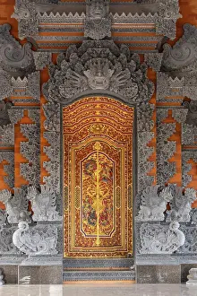 Painted Prints: Decorated door in a temple in Ubud, Bali, Indonesia