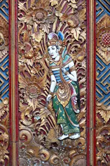Painted Prints: Decorated door in a temple in Ubud, Bali, Indonesia