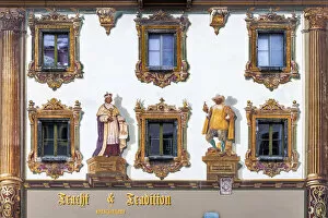 Decorated facade of a building, Berchtesgaden, Bavaria, Germany