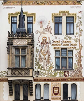 Images Dated 11th May 2017: Decorated facade of Storchuv dum (Storch House) building, Staromestske namesti (Old