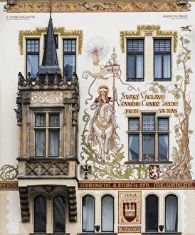 Stare Mesto Prints: Decorated facade of Storchuv dum (Storch House) building, Staromestske namesti (Old