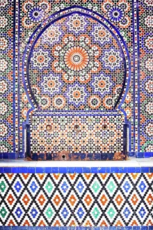 Fountain Prints: A decorated fountain in the Fez medina, Morocco