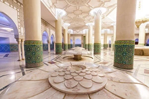 Islam Collection: Decorated marble columns in the ablution room in Hassan II mosque, Casablanca, Morocco