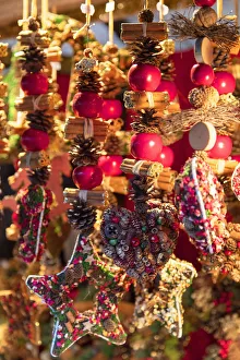 Christkindlesmarkt Prints: Decoration stall at Frankfurt Christmas Market, Frankfurt am Main, Hesse, Germany