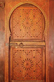 Marrakech Prints: Decorative door at Bahia Palace, Marrakech, Morocco