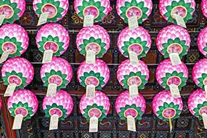 Pattern Prints: Decorative lanterns hanging inside Bongeunsa Temple in the Gangnam District of Seoul