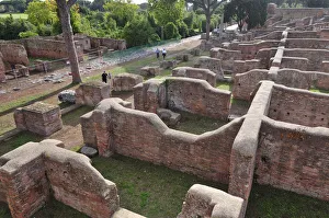 Images Dated 26th November 2013: The Decumanus Maximus (main avenue of Ostia Antica) at the mouth of the River Tiber