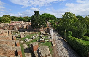 Images Dated 26th November 2013: The Decumanus Maximus is the main avenue of Ostia Anticaat the mouth of the River Tiber