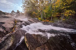 Autumn Color Prints: Dee Bank Falls in Autumn on the Dee River, Muskoka, Ontario, Canada