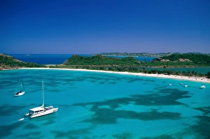Deep Bay / Beach & Yachts / Blue Water, Antigua, Caribbean Islands